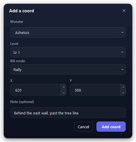 The Add a coord window.
