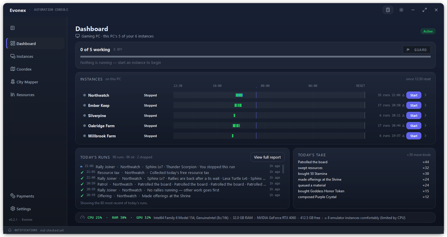 The Dashboard. Each look arranges the same information in its own way.