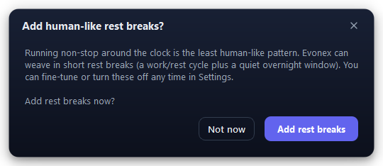 Asked once, the first time you start an instance from its Overview.