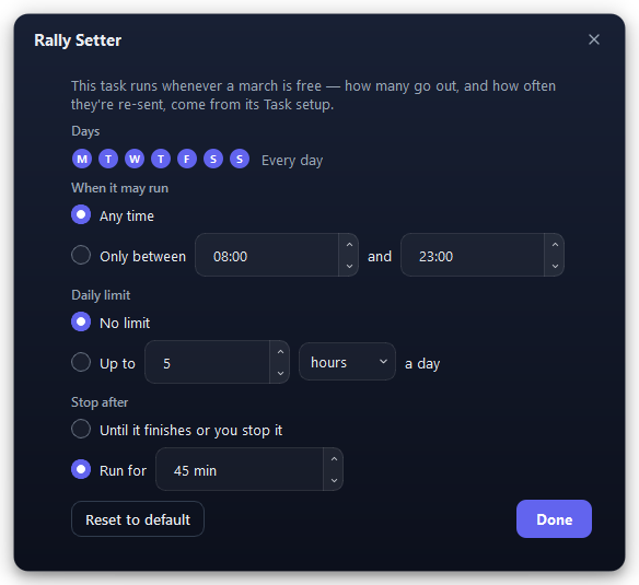A task that loops until you stop it.