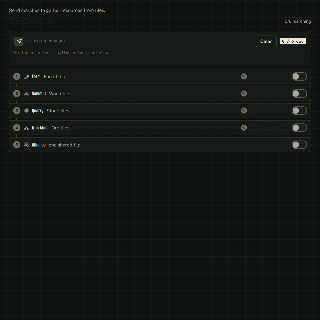 The Resource Gathering settings form.
