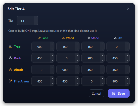 Editing a whole tier.